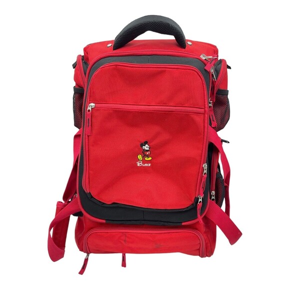 Disney Red Mickey Mouse Blake Rolling Carry On Backpack - Picture 1 of 9